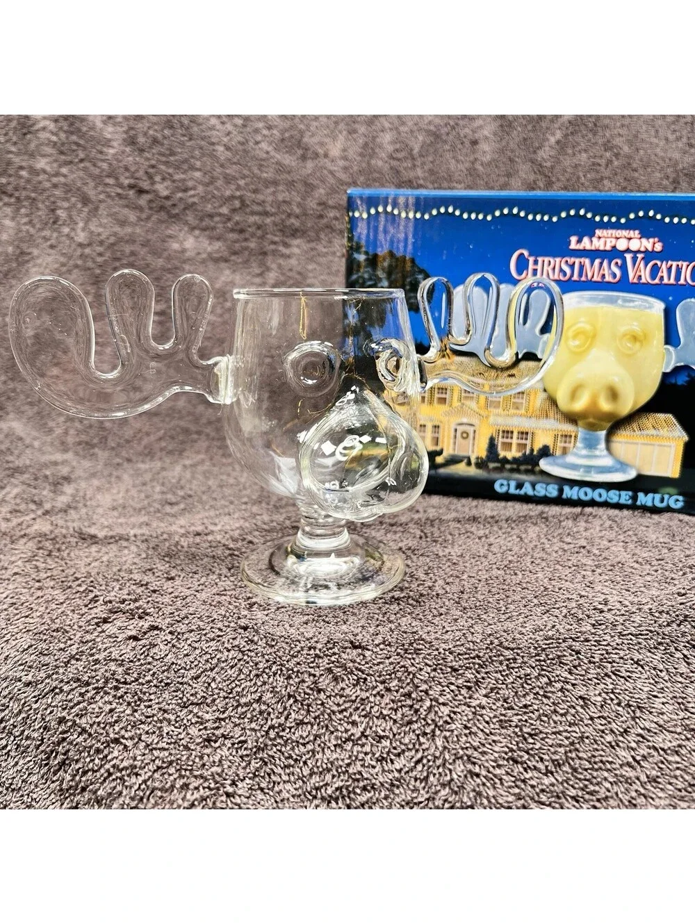 National Lampoons Christmas Vacation Clark Griswold Moose Mug Glass Warner Bros